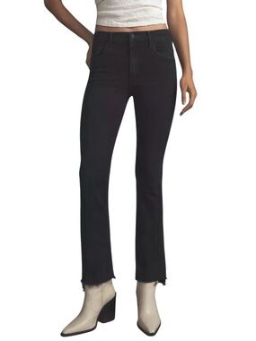 MOTHER The Insider Crop Step Fray Hem High-Rise Jeans Dark Blue Sz 24